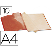 LIDERPAPEL CARPETA FUNDAS A4 PP FLEXIBLE 10F ROJO 23025